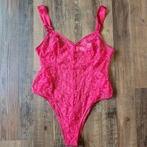 Vintage Gold Tag Victoria's Secret Red Lace Teddy Bodysuit